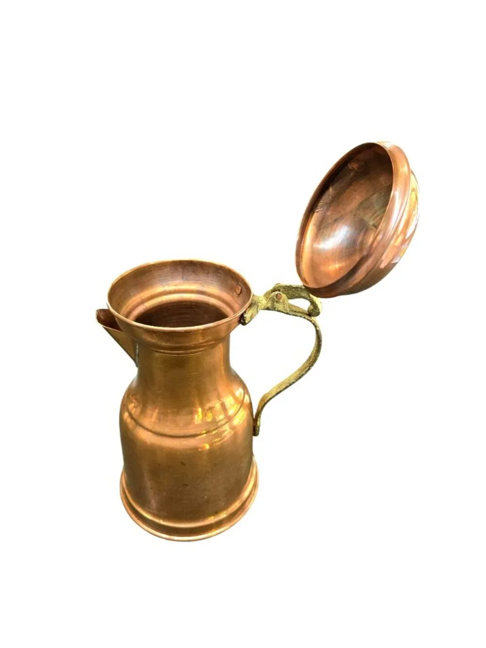Vintage Handmade Copper Pitcher Brass Handle - 8 Inches Tall - Made In Turkey